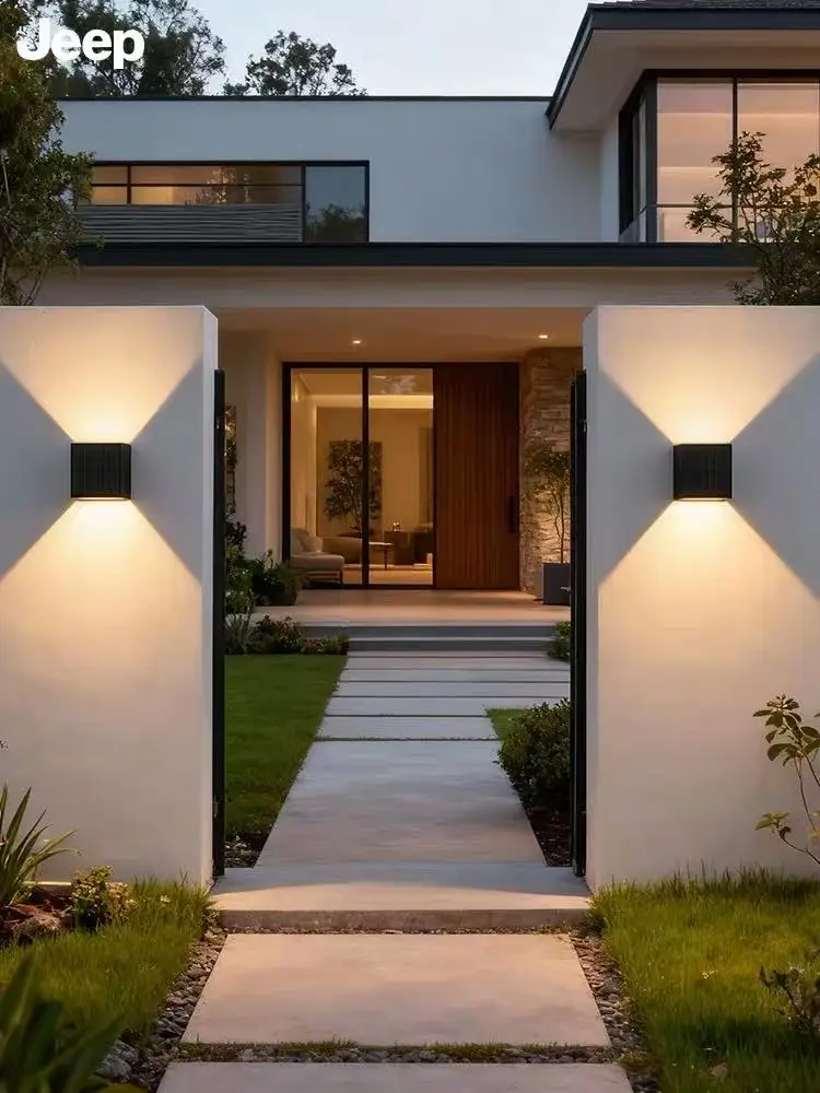 LED Waterproof Outdoor Wall Lamp Up Down Light Square Corridor Stair Courtyard Porch Background Sconce