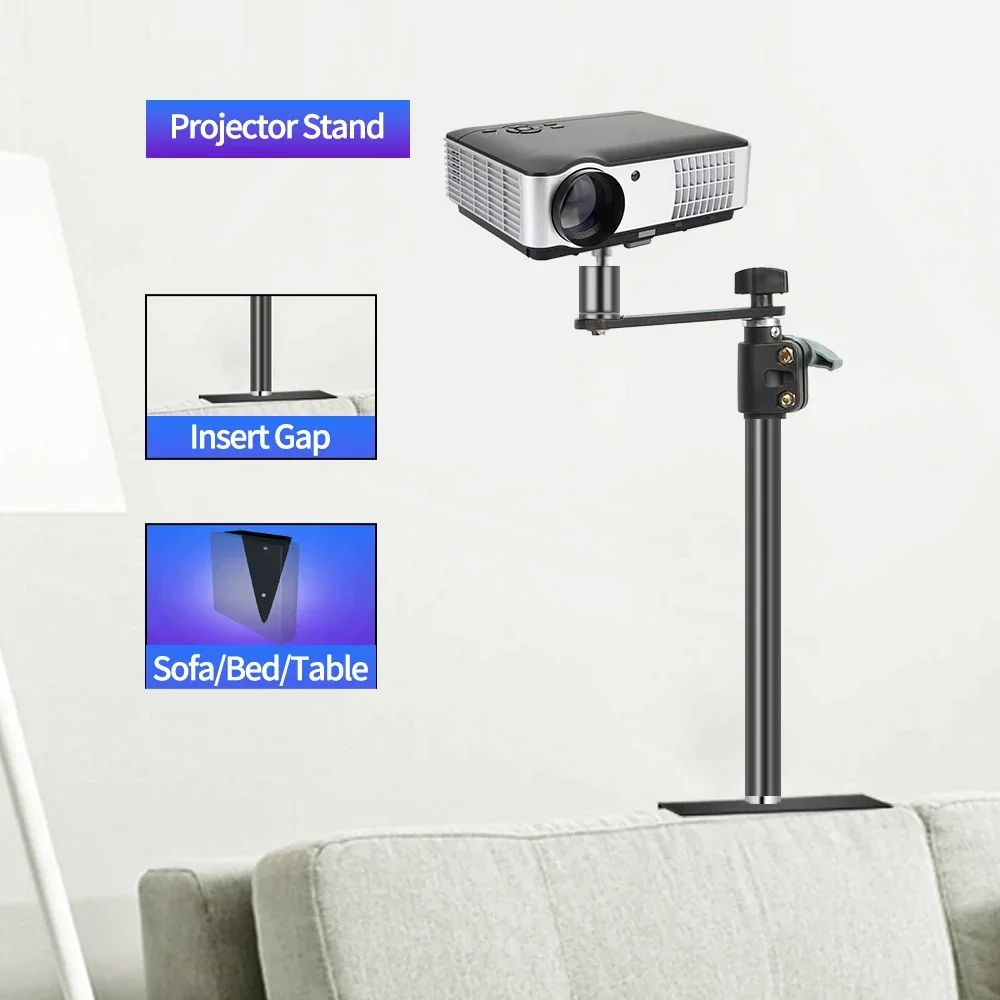 Soporte para proyector SH, trípode con rotación PTZ de 360 ​​grados, abrazadera de luz para escritorio con accesorio de 1/4 para cámara DSLR con luz anular