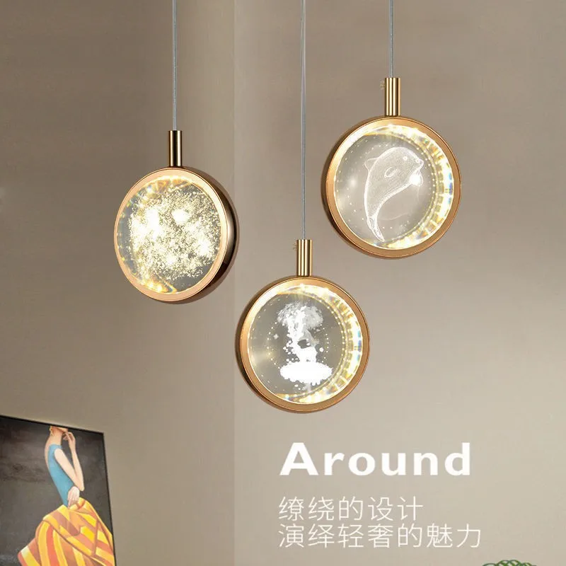 Bedroom Bedside Crystal Chandelier Cafeteria Art Nordic Single Head Modern Simple Luxury Led Lamps