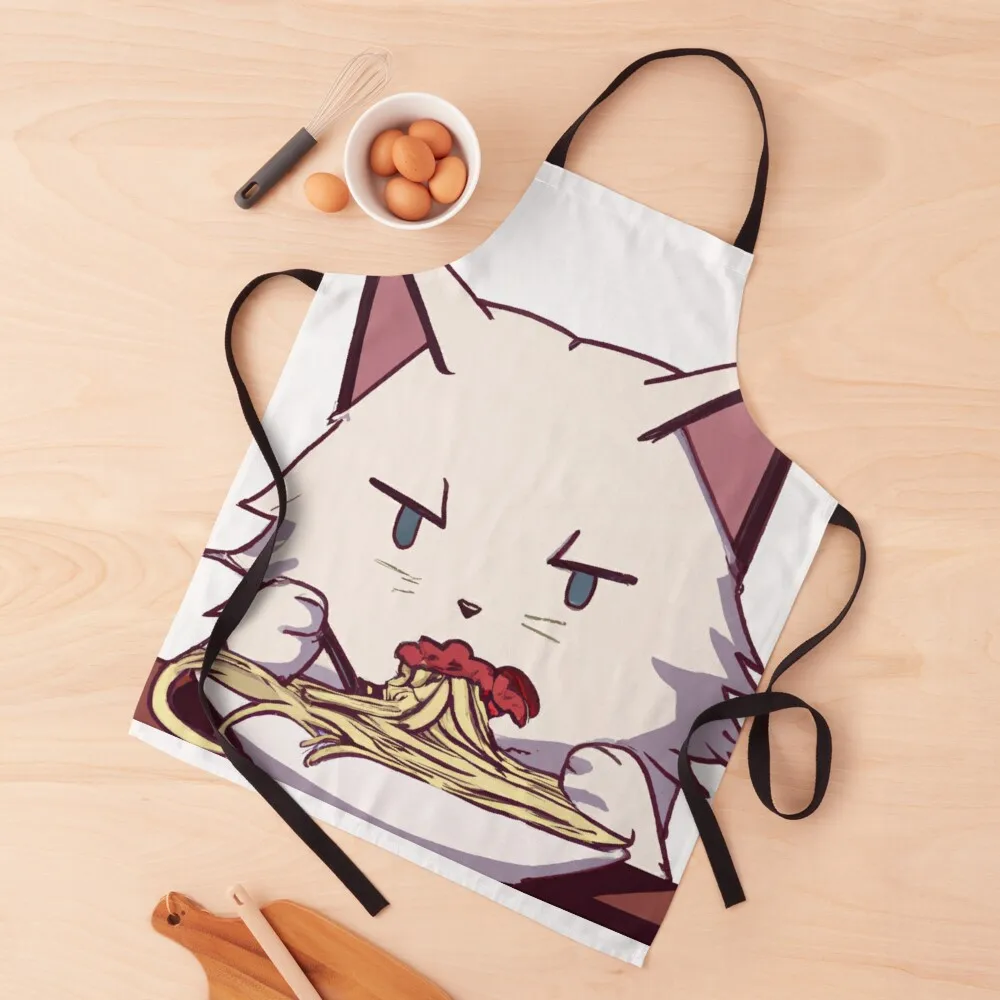 

Cat Eating Spaghetti Apron Kitchen Women bib Kitchen For Man Apron