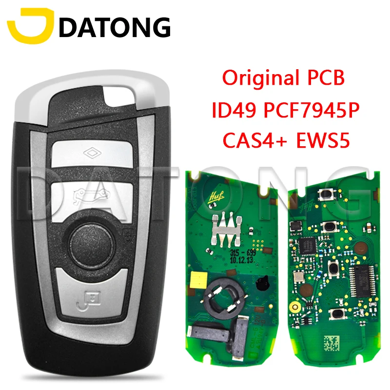 

Автомобильный ключ-пульт Datong World для BMW 1, 3, 5 серий, чип CAS4+ EWS5 ID49 PCF7945P, 315 МГц, 434 МГц, оригинальная плата PCB, бесконтактная карта