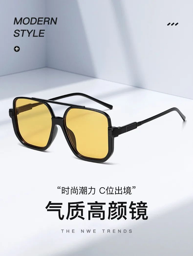 Übergroße Punk Quadratischen Rahmen Sonnenbrille Frauen Reisen Rechteck Marke Sonnenbrille Männer Strand Brillen Schwarz Shades Gläser – Detail 1