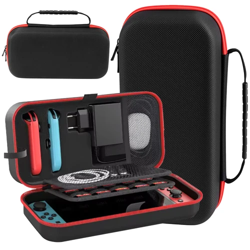 Bolsa de almacenamiento grande para Switch y OLED, funda protectora de transporte portátil con 20 ranuras para juegos, bolsa de viaje para accesorios Joypad NS