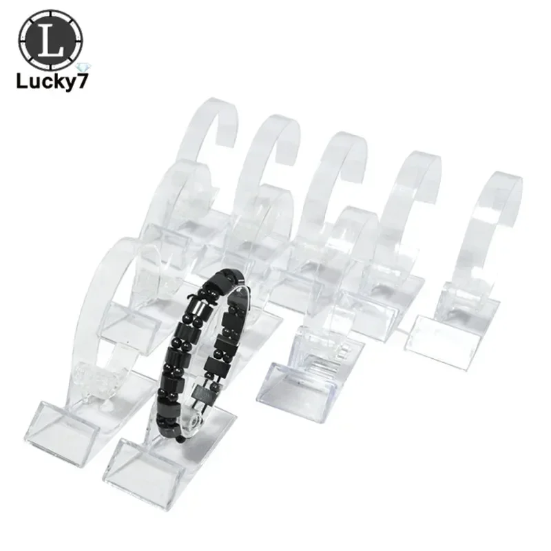 10 Stück C-förmiger Acryl-Uhrenständer, drehbarer Armbandhalter, transparenter Organizer, Aufbewahrungsregal – Detail 7