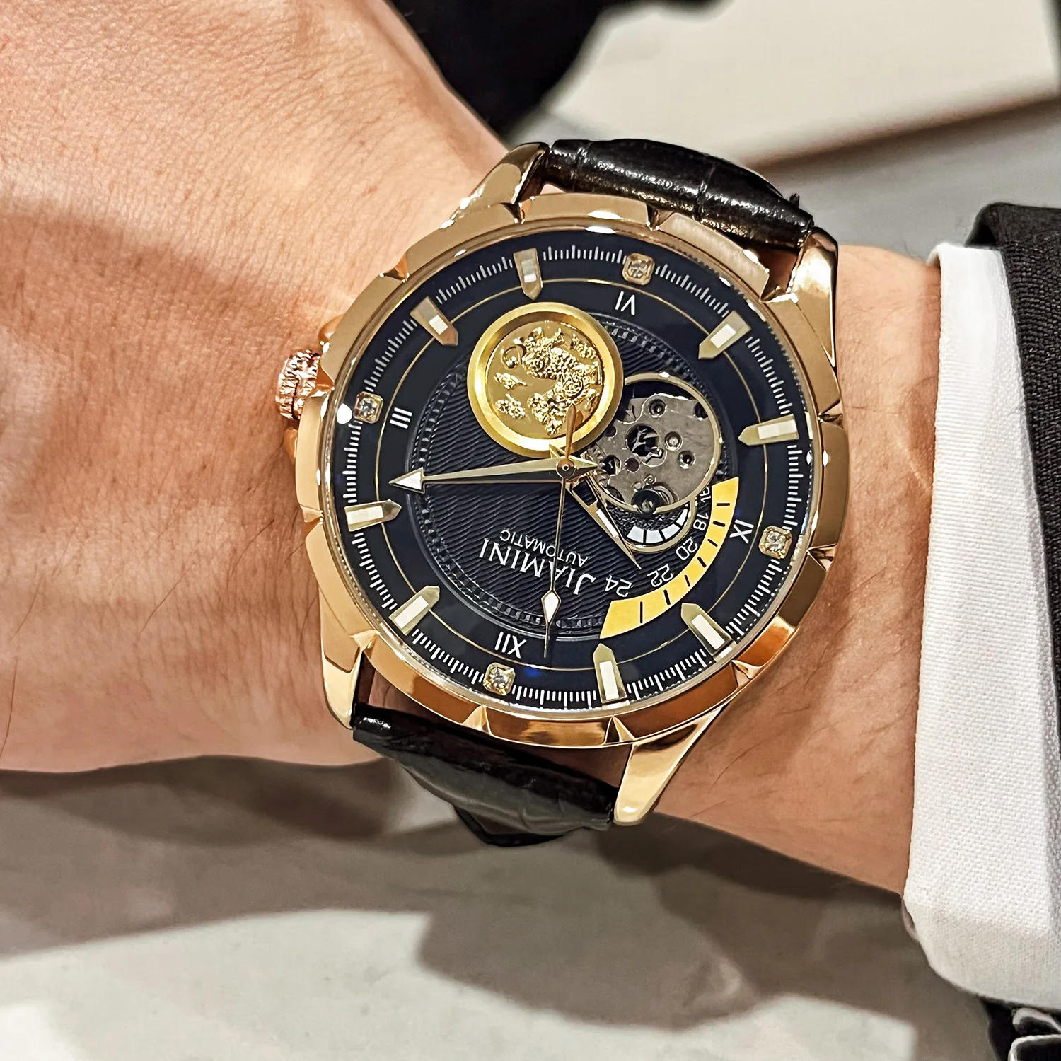 Stainless Steel New Premium Versatile Skeleton Luminous Waterproof Tourbillon Self-Wind Automatic Watch for Men