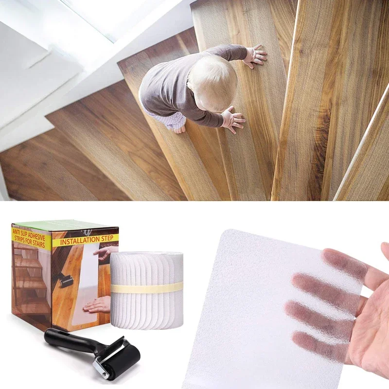 15PCS Large Size Non Slip Stair Treads Strips Safety Anti Slip Transparent Tape Waterproof Oil-proof Bath kitchen floor sticker