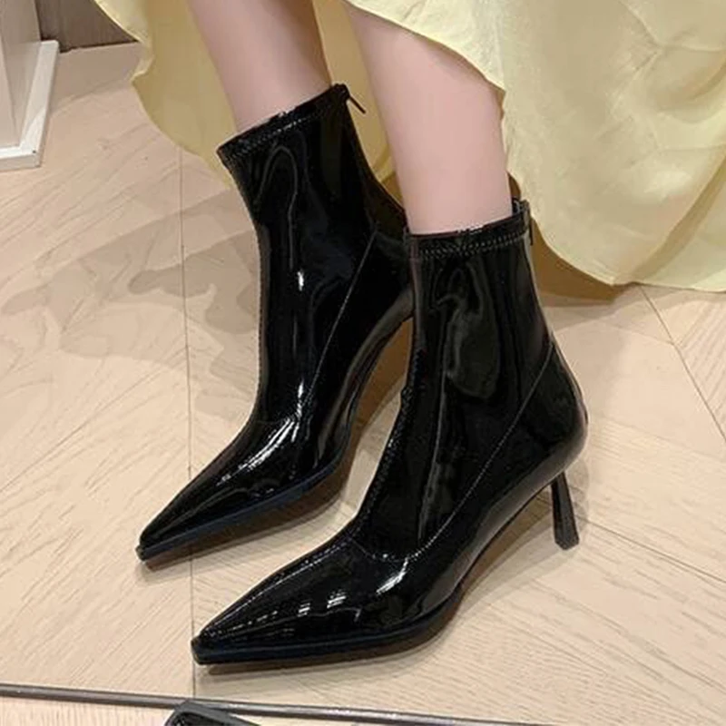 أشار تو عالية الكعب المرأة حذاء من الجلد مثير أحذية من الجلد شتاء 2025 فاخر جديد فستان الحفلات مضخات تشيلسي الأحذية Mujer بوتاس #4