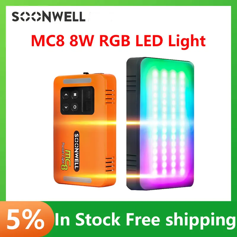 SOONWELL MC8 Portable Pocket Video Light , 8W RGBWW On-Camera Video LED Pixel Light, Full Color LED Light Panel