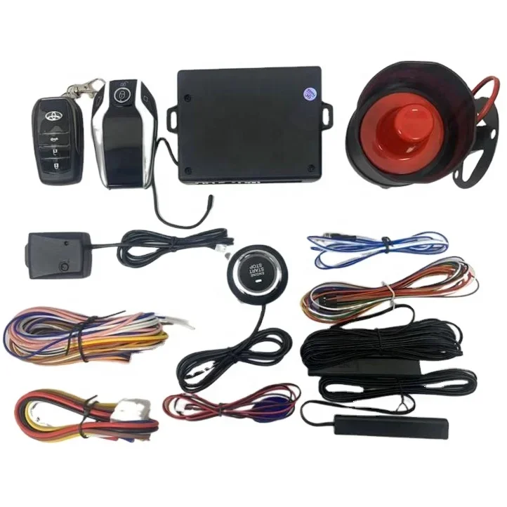 Woste Auto Pke Entry Keyless Auto Alarmen Drukknop Afstandsbediening Starter Auto Immobilisator Met Slimme Lcd-Sleutel