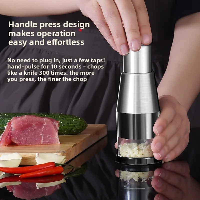 Stainless Steel Hand-Operated Vegetable Cutter With Chopping Function - Multi-Functional Kitchen Ginger And Garlic Chopper