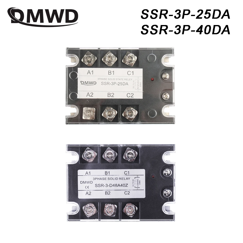 SSR 25DA/40DA DC Control AC Three Phase Solid State Relay 480VAC 3-32VDC