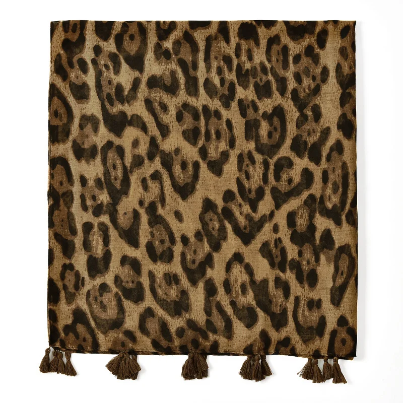 2024 Leopard Print Shawl Hijabs Tassel Cotton Viscose Scarf Headwrap Woman Muslim Hijab Travel Headband Turban Hijabs Shawls