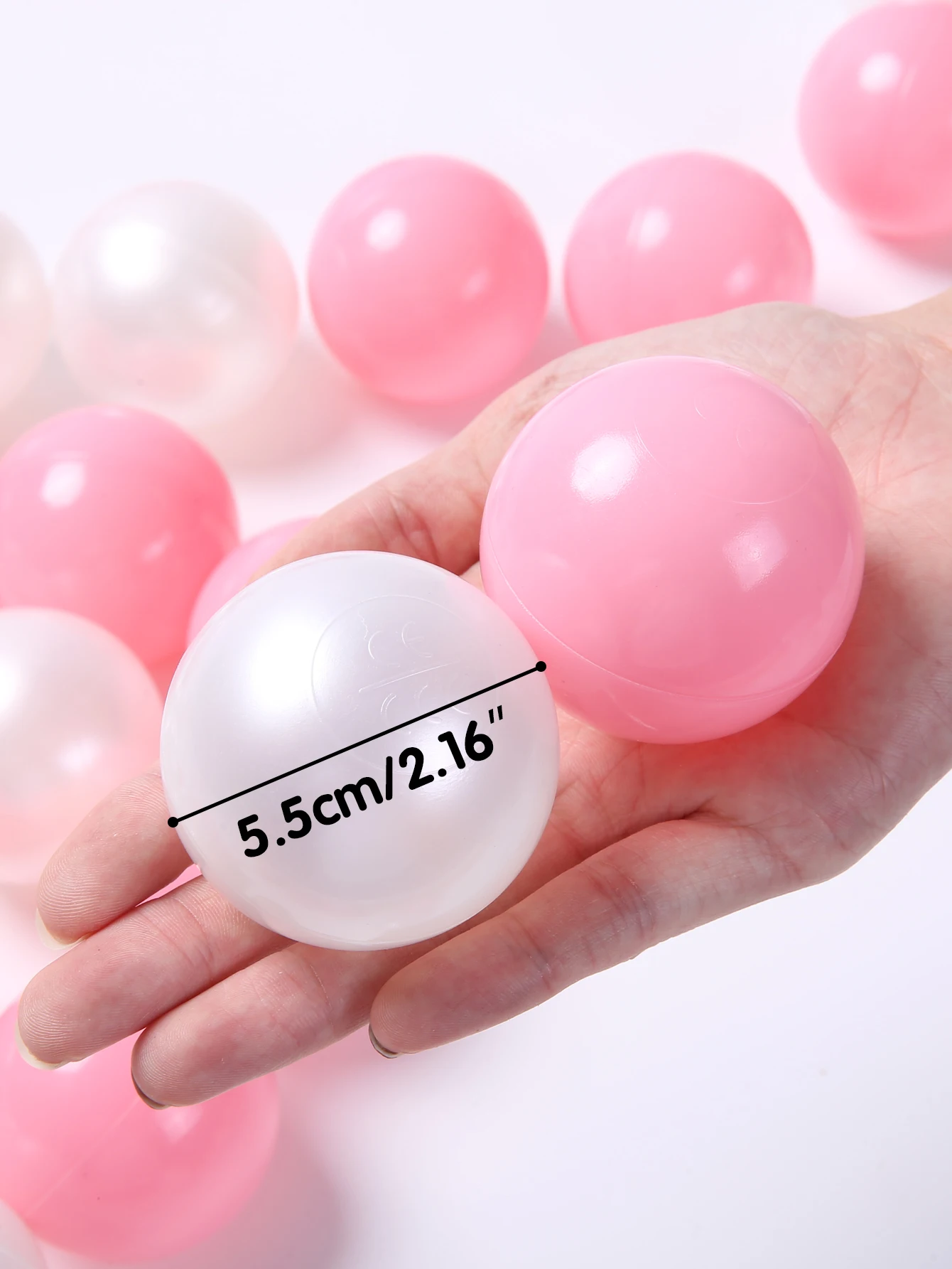Bez BPA, nietoksyczne, zagęszczone, miękkie, 2,16 cala, 100 sztuk plastikowych kulek do gry w piłkę, wielokolorowe dopasowanie z torbą, zabawkowe piłki dla dzieci