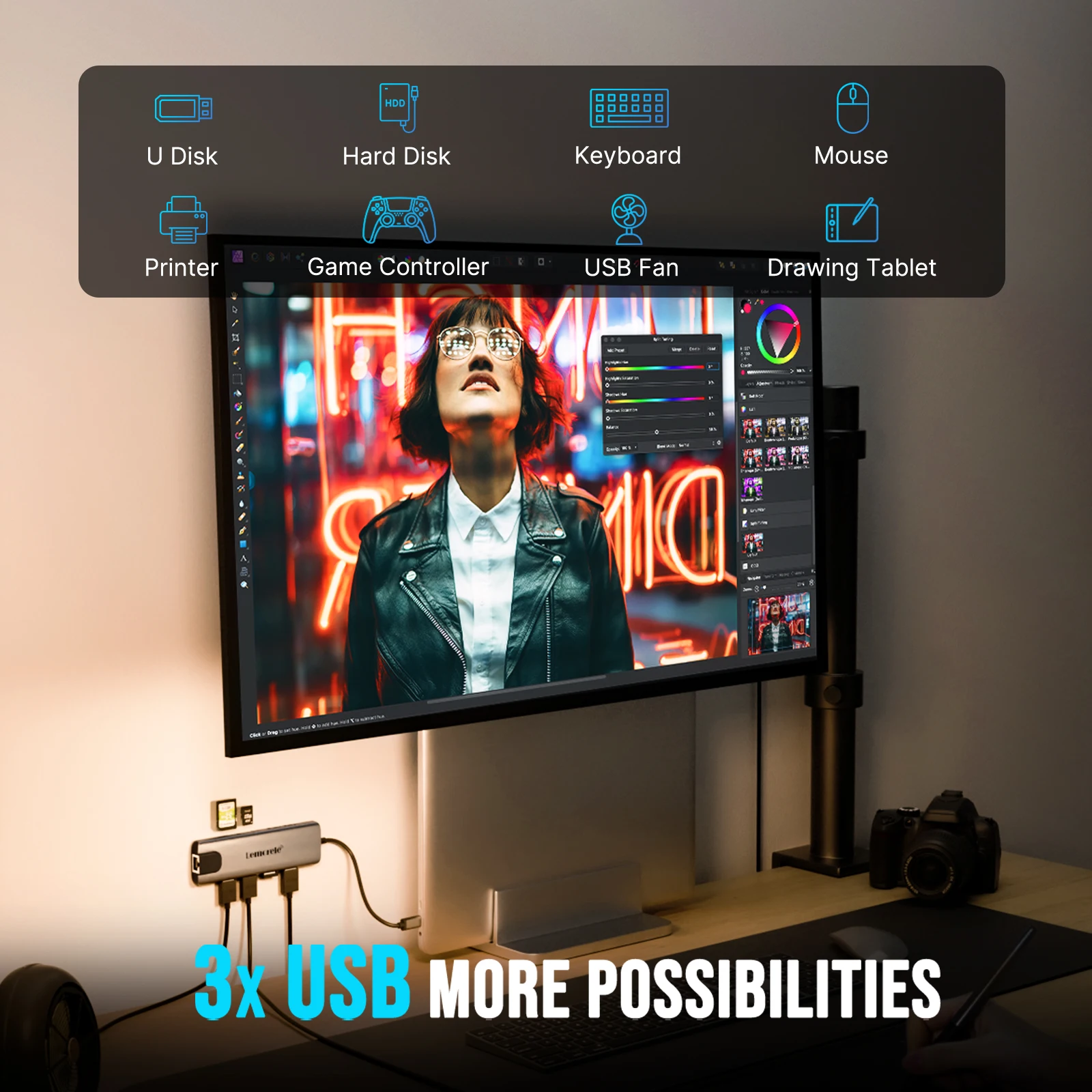 محطة إرساء Lemorele TC39 9-in-1 USB 3.0 hub Type C HDMI محول USB C 3.0 5Gbps PD مسحوق لأجهزة الكمبيوتر المحمول Windows MacOS Apple #4