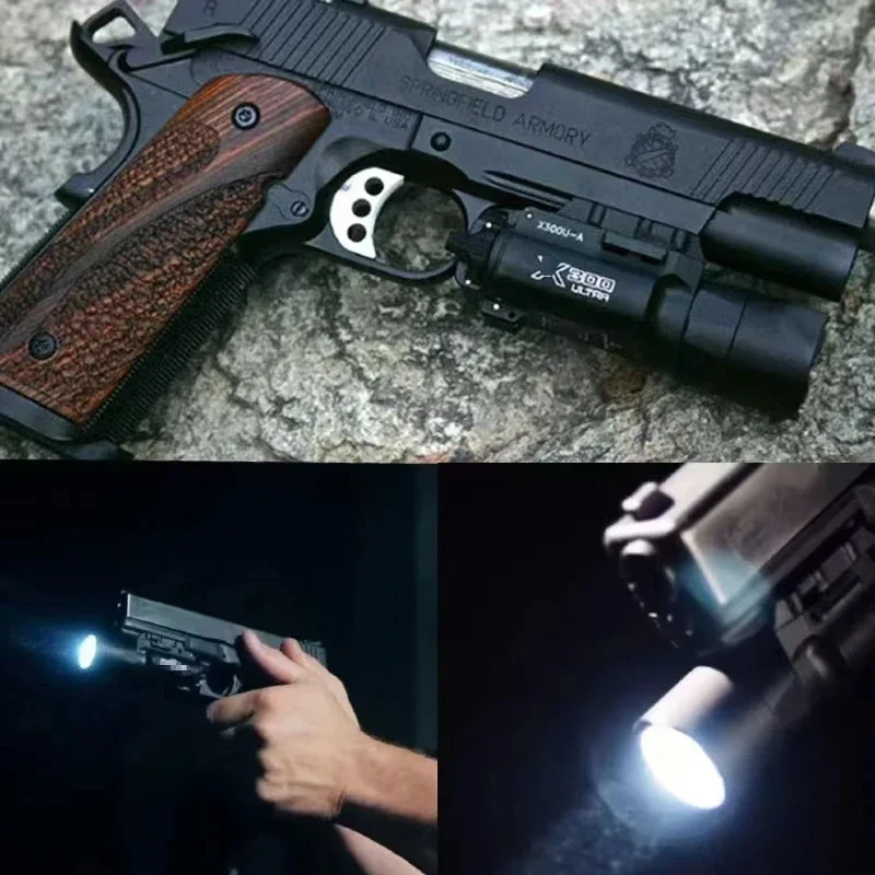 Açık Taktik SF Silah X300 X300U Ultra Metal Tabanca Tabanca Strobe LED Işık Fit 20mm Ray Airsoft Silah Avcılık El Feneri