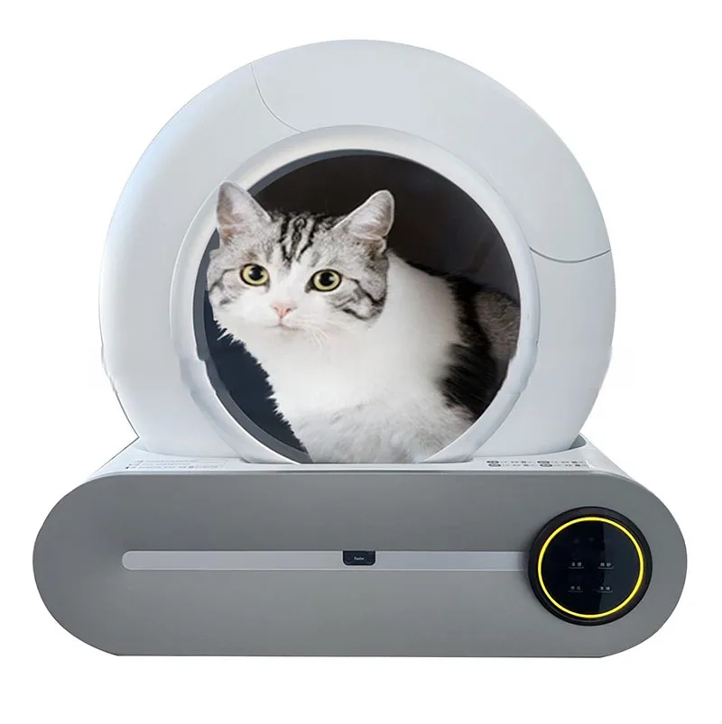 Semi-Enclosed Smart Automatic Cat  Box Anti-Pinch Pet Toilet with Easy Clean Feature round Plastic Material