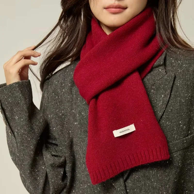 Wool Scarf Women Winter Christmas and New Year Simple Classic Solid Color Wraps Men Couple Scarf Soft Warm Thermal Knit Muffler