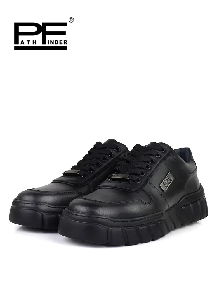 

Модные туфли на платформе из натуральной кожи на толстой подошве со шнуровкой из воловьей кожи, новые повседневные мужские туфли на платформе, дышащие кроссовки