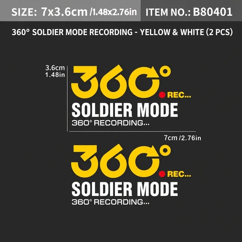 Sentinel Mode Warning Sticker2424-hour parking monitoring car sticker360360-degree video personalized decorative sticker，360°