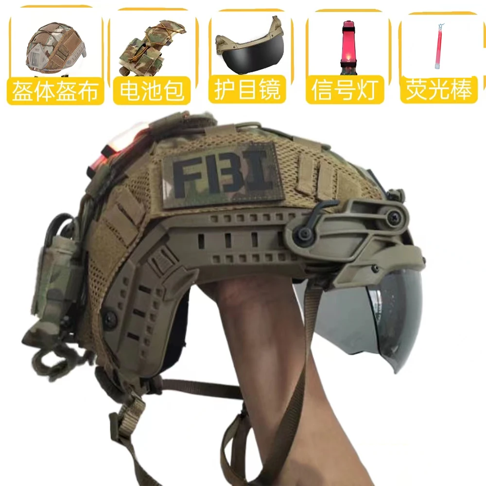 Tactische helmset COD Volledige set beschermingsmiddelen met NVG-model Light Stick-signaallamphoofdtelefoon voor CS Field Cosplay