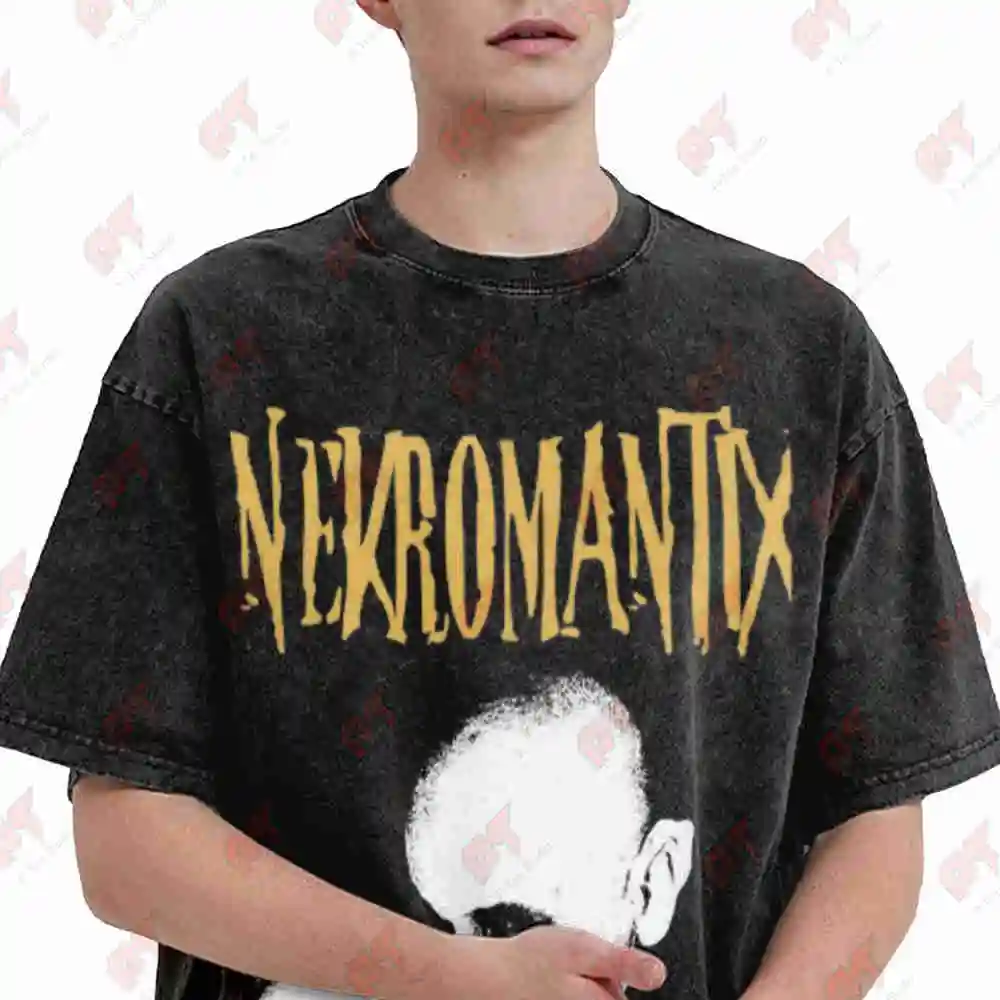 Nekromantix Fanart Psychobilly Horrorpunk Gothabilly Vintage Washed Tee Pure Cotton T-Shirt