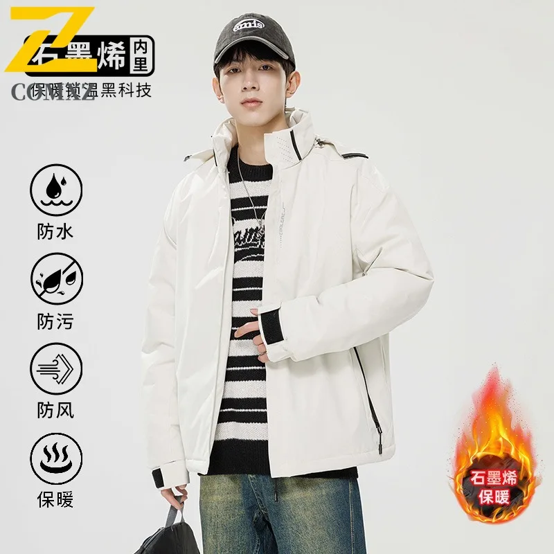 COMXZ الرجال القطن وسادة مبطنة يندبروف مقاوم للماء مغامرة تسلق الشتاء سترة 2025 التخييم الدافئة سميكة مبطن سترة #3