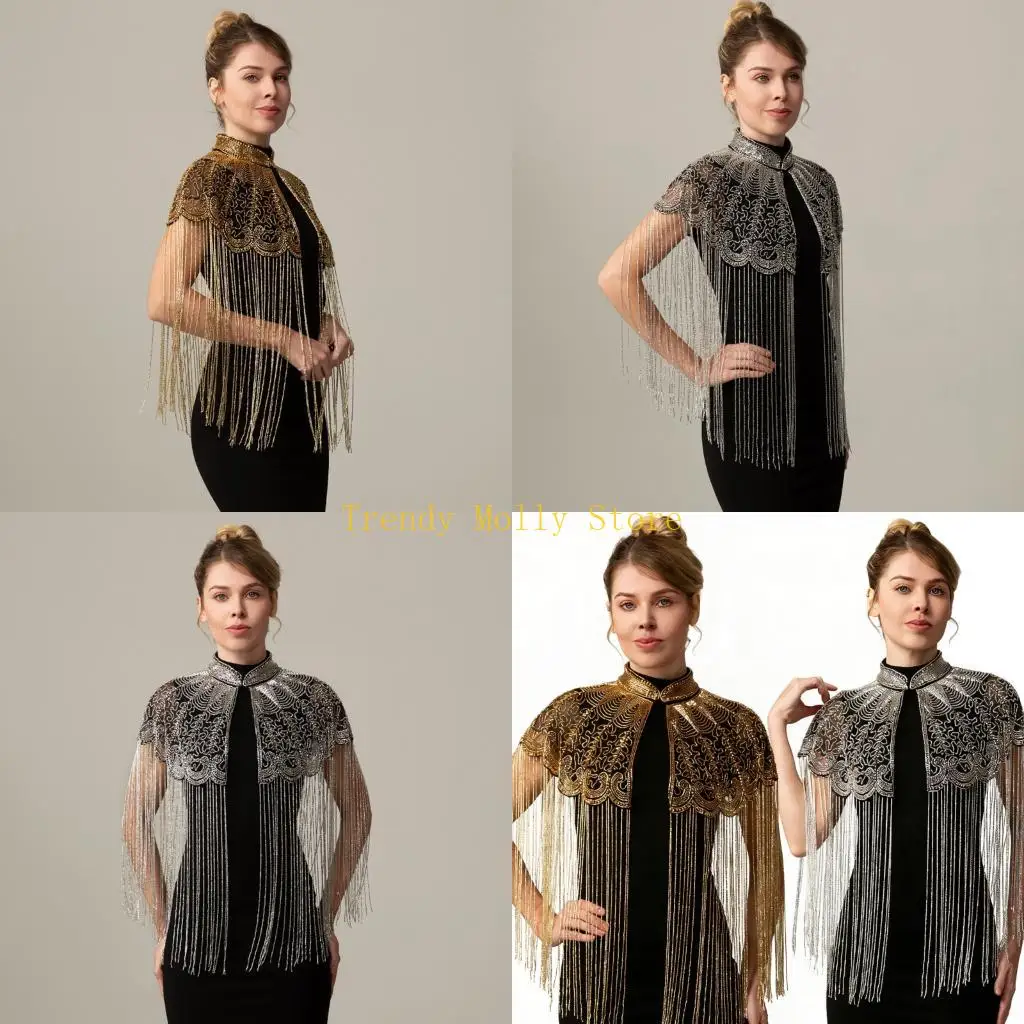 

N5KB Contemporary Indian Styles Shawl With Decorative Beads Attractive Party Scarf