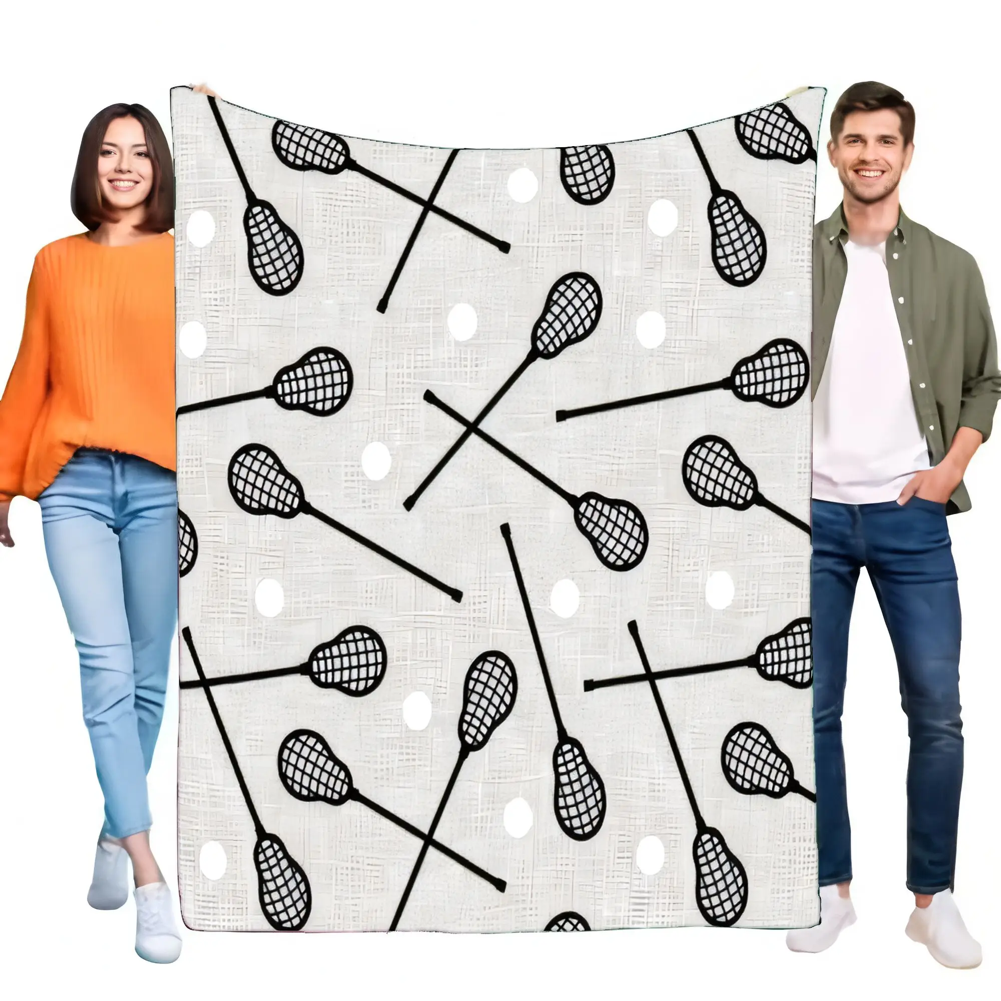 Manta con patrón de lacrosse, funda de sofá de cama de forro polar suave y acogedora, perfecta para amantes del deporte y ideas