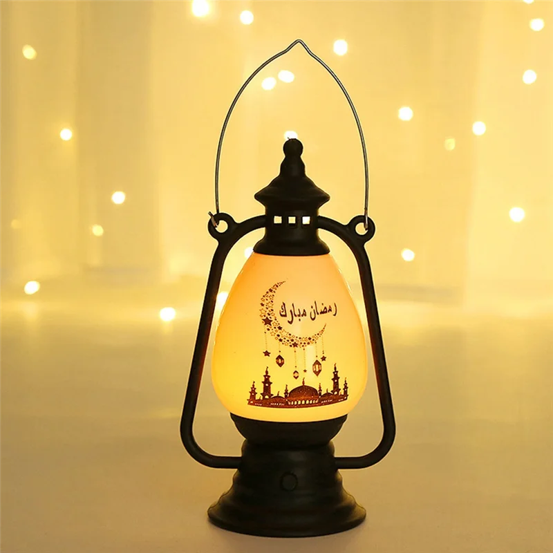 

CEA 7Pcs Vintage Eid Mubarak Hurricane Lamp Ramadan Kareemcoal Oil Windproof Decorative Lights Home Festival Ornament