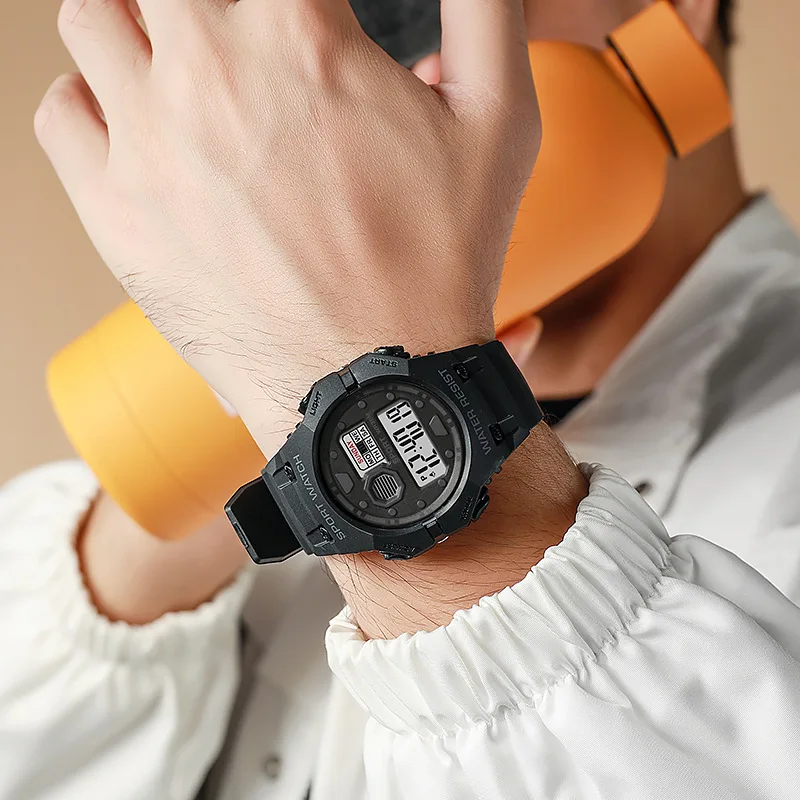 Outdoor sports timing electronic watch alarm clock timing watch men's and women's multifunctional night light watch