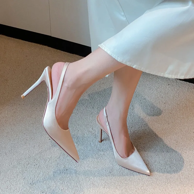 Women 2025 New French Stiletto Back Empty Sexy Light Slip Lace-Up Sandals Pointed Toe High Heels image 5