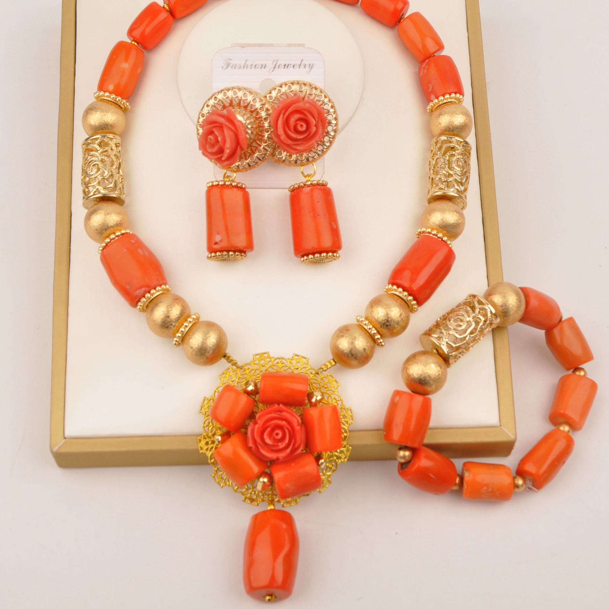 

African coral beads nigerian necklace sets for weddings