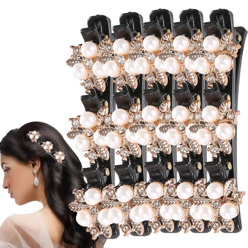 Crystal Stone Braided Hair Clips Hair Accessories For Girls Hair Styling Barrette Crystal Hair Clips 5-pcs Women Hair Decor Long