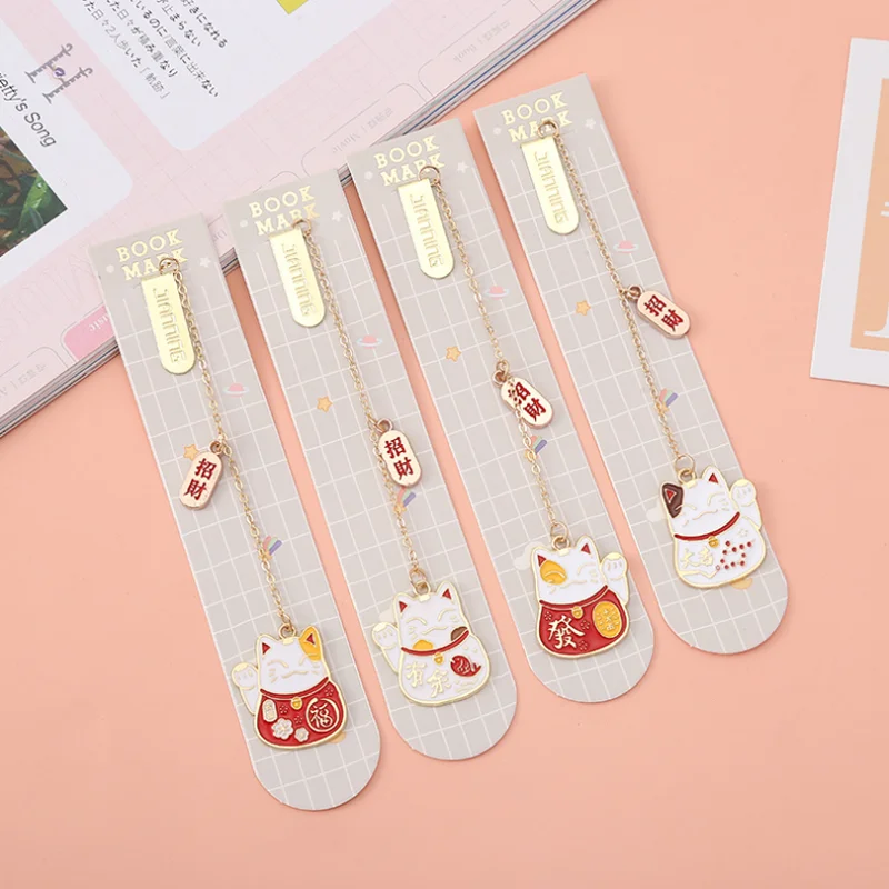 Kawaii New Year's Lucky Cat Bookmark Student Exquisite Study Office Portable Reading Pendant Stationery DIY Decoration Supplies