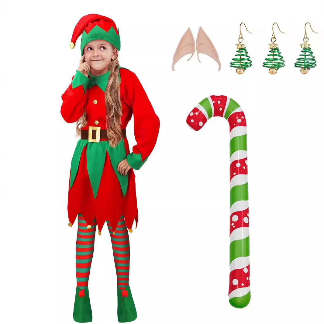 คริสต์มาส Elf เครื่องแต่งกายเด็กผู้ใหญ่ Santa Claus เสื้อกางเกงหมวกเข็มขัดครอบครัวจับคู่เสื้อผ้าชุดผู้หญิงผู้ชาย Carnival ใหม่ปีชุด