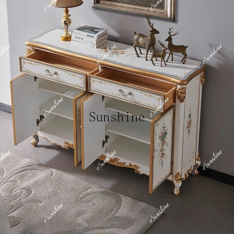 French retro storage entry decorative shoe cabinet white entrance cabinet living room wall FT