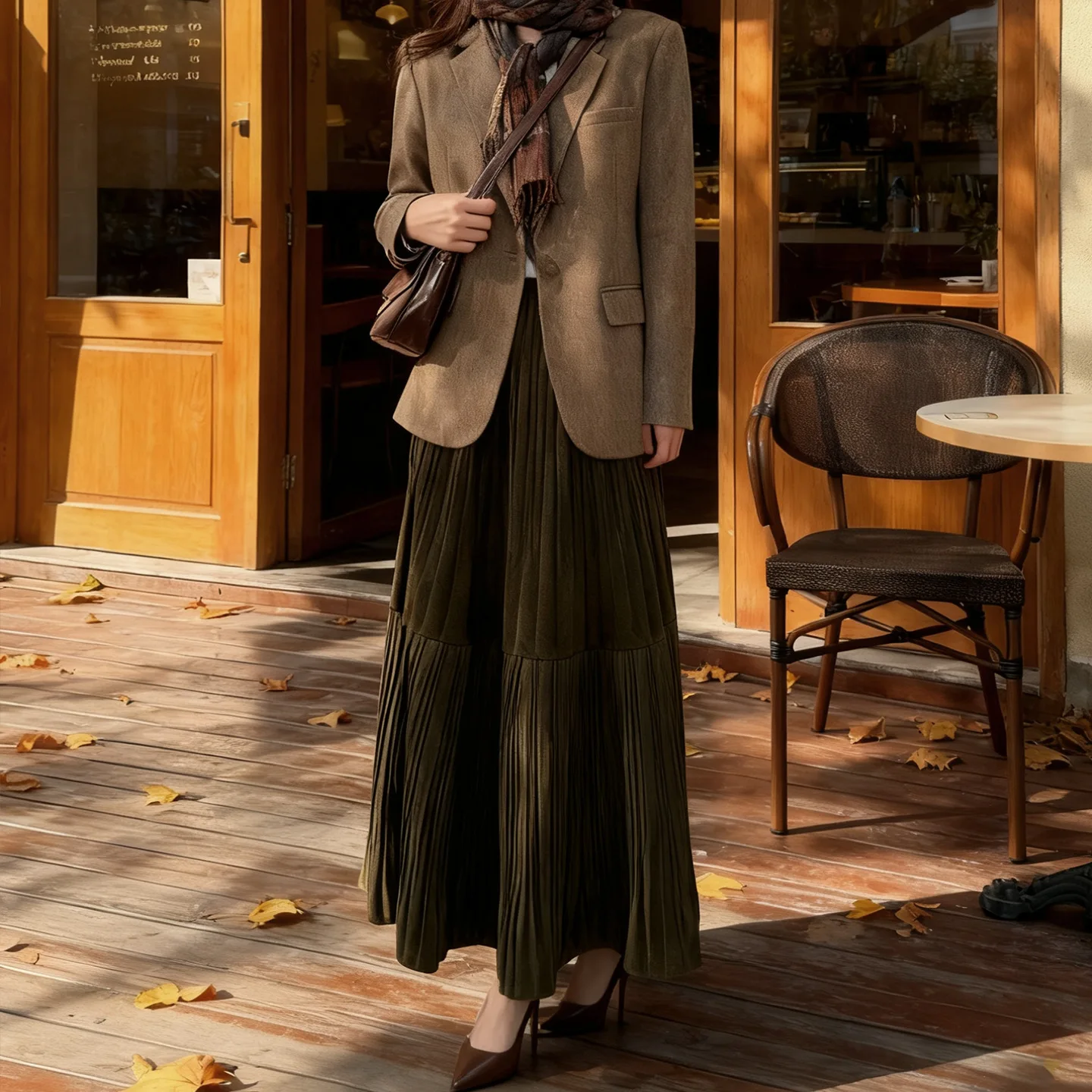 

Золотистая бархатная плиссированная юбка для женщин, эластичная, на осень и зиму, с высокой талией, тонкая, с драпировкой на бедрах, длинная, расклешенная.