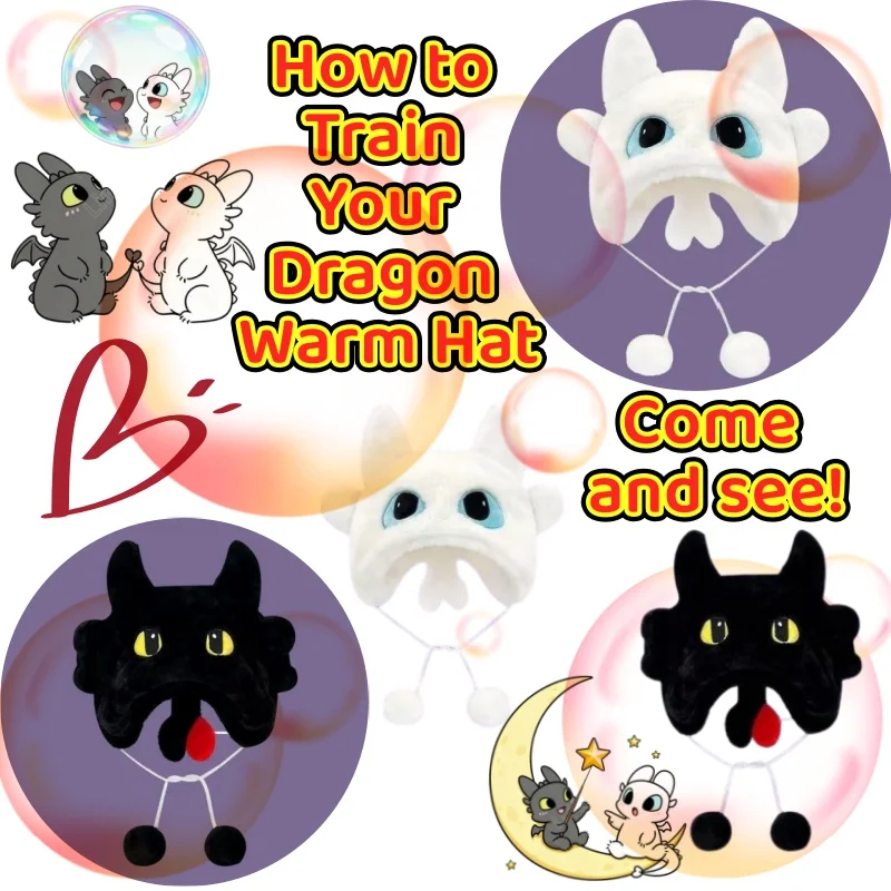 

Dragon tamer cute and funny plush hat for women, autumn and winter warm ear protection cartoon toothless dragon head cap