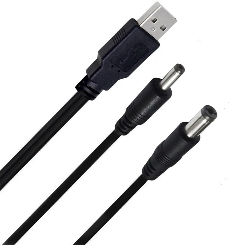 Câble d'alimentation USB mâle vers DC, 2 en 1, USB2.0, 3.5x1.35mm, 5.5x2.1mm, 0.3m