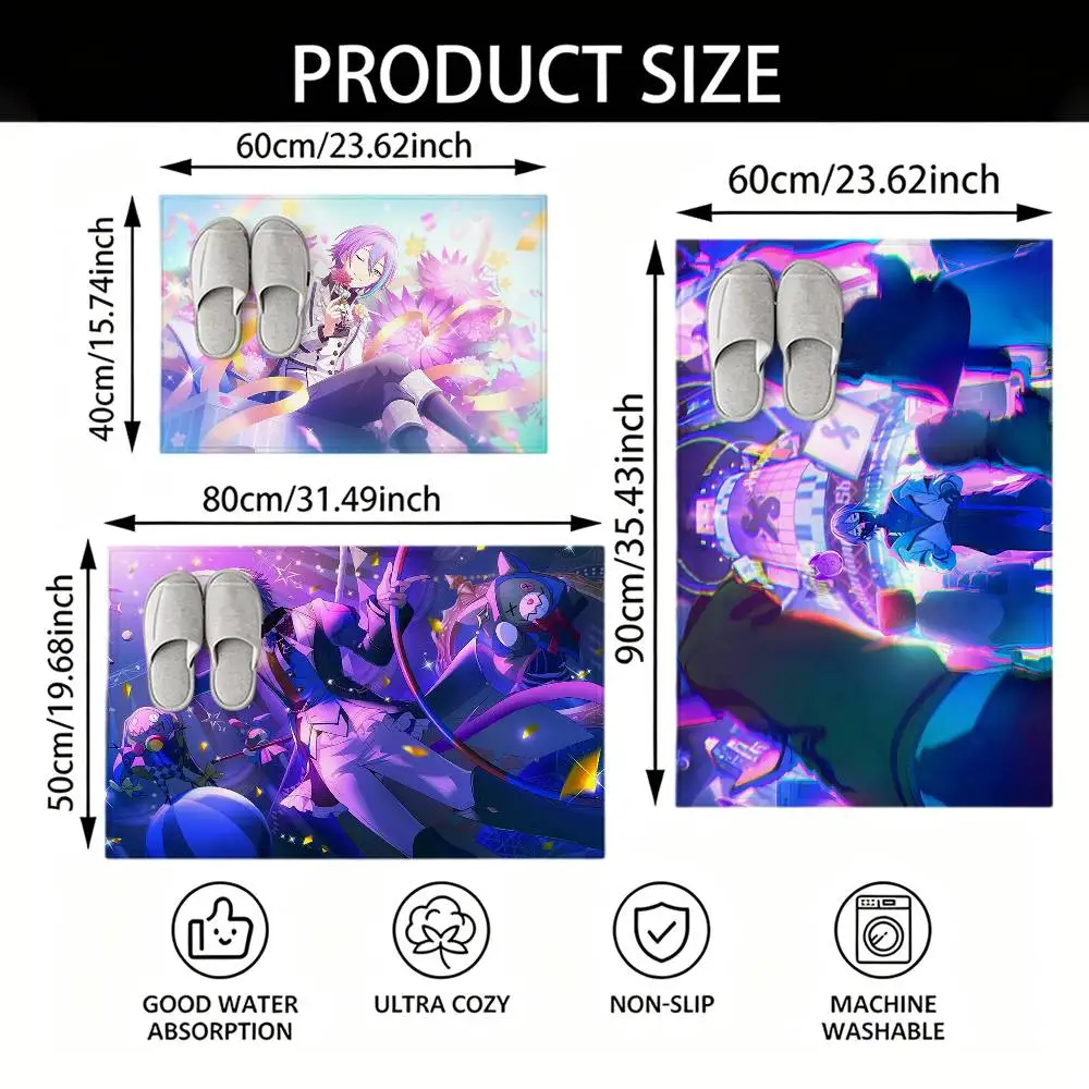 P-ProjectS S-SEKAI Kamishiro Rui Floor Mat Soft Non Slip for Entry Door Bathroom Indoor Home Decorative Carpet