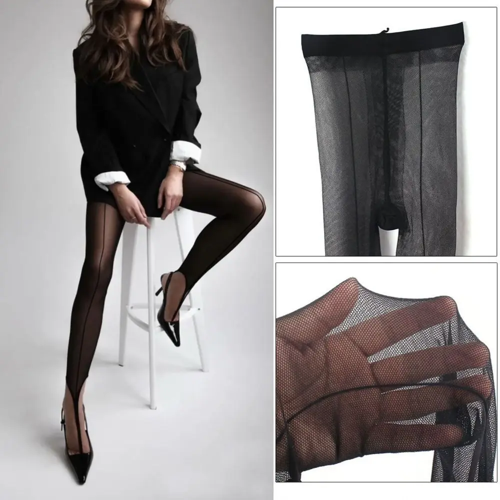 Persönlichkeits-Strumpfhose mit Vertikalen Linien, Hoher Taille und Asymmetrischem Design, Elastische Leggings mit Aussparungen für Damen