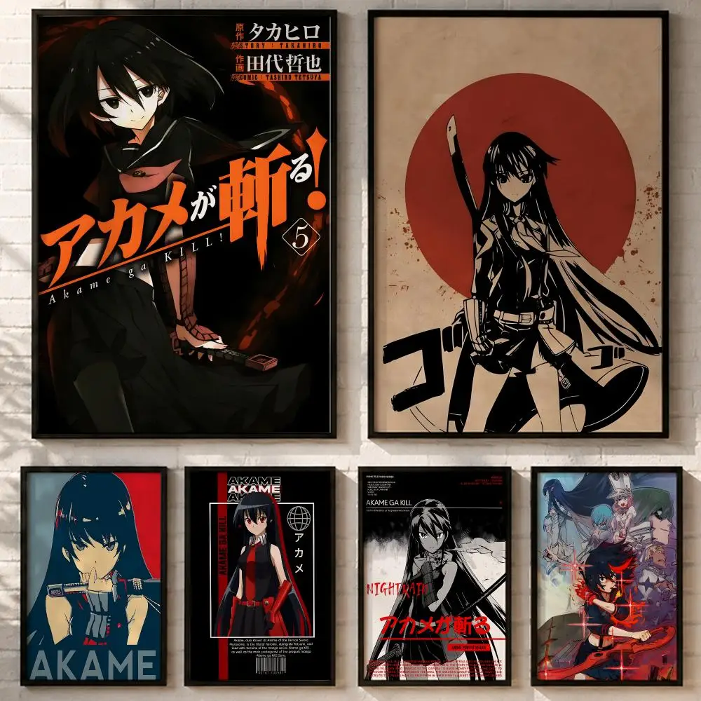Retro Anime Akame ga Kill Poster HD poster wall art self-stick no-residue for home cafe office great gift