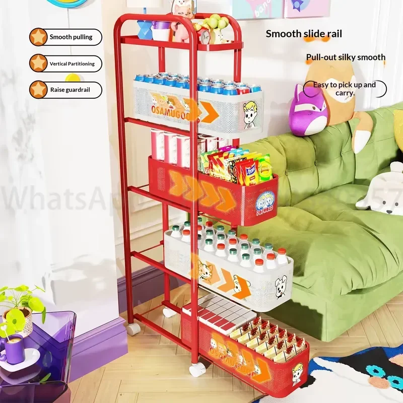 Rolling Storage Cart Organizer, Slim Multi Tier Pull Out Rack for Living Room Kitchen Narrow Space Storage