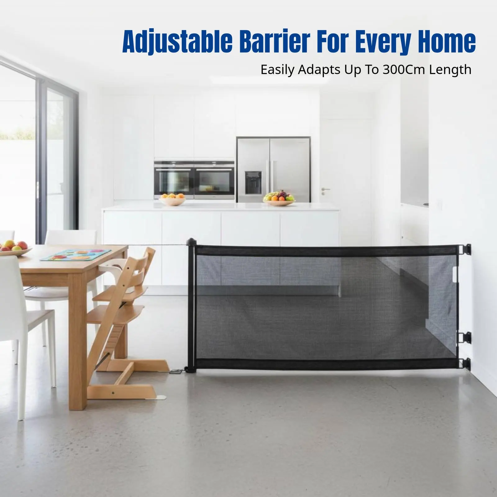 

Kids Gate, Retractable Pet Barrier, Adjustable Stair Guard, Home Security Fence, 86cm High, Flexible Length