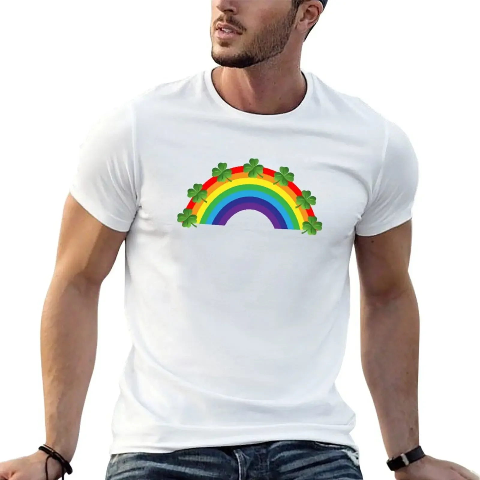 Rainbow Four Leaf Clovers T-Shirt customs design your own topping shirts graphic tee men