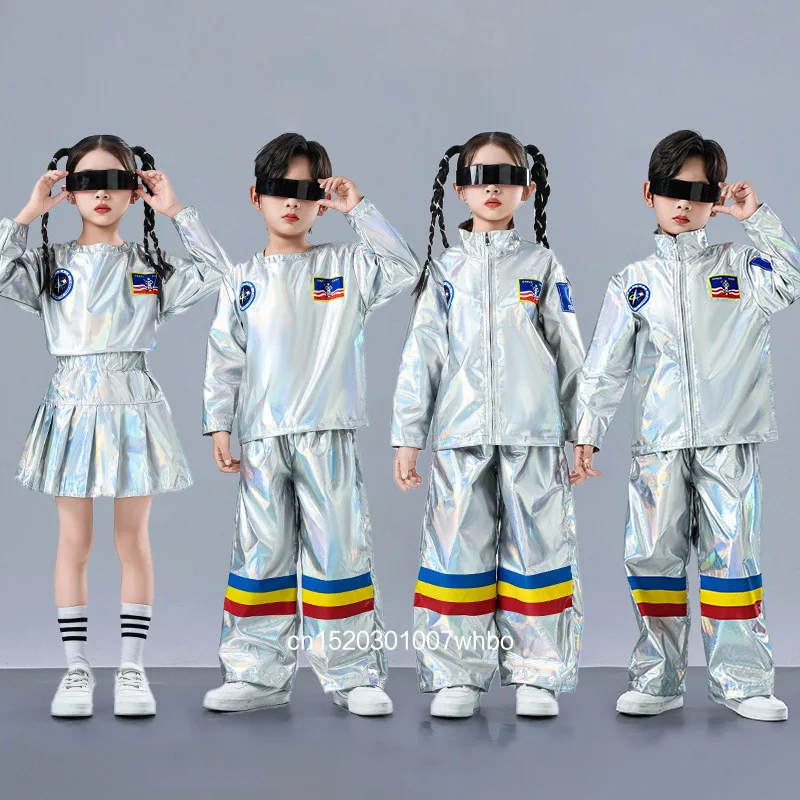 الأطفال الجاز الرقص الديناميكي مجموعة التكنولوجيا تحسس الفضاء دعوى روبوت ملابس الأطفال مشرقة الشارع الرقص أداء الملابس