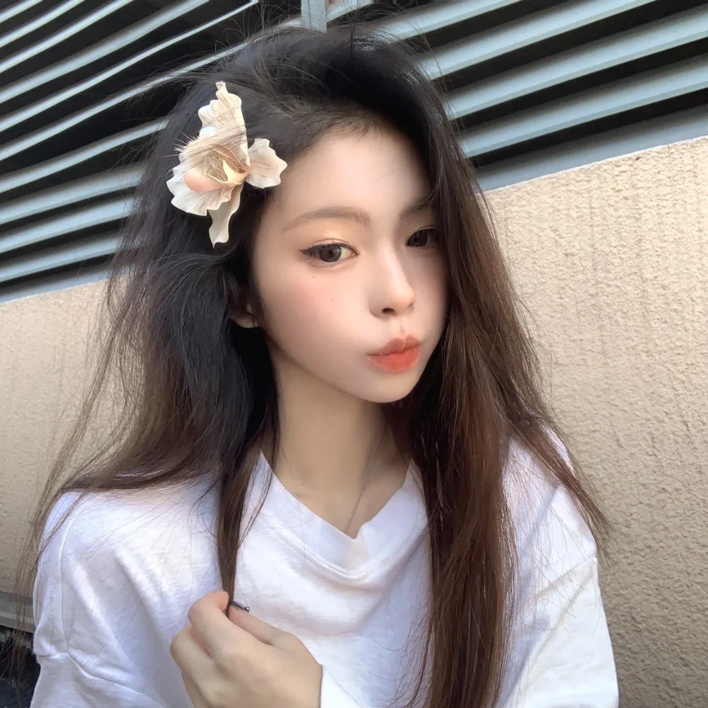 Sweet Orchid Flower Hairpin Thai Style Bohemian Style Butterfly Orchid Hair Clip Alloy Brooch Women Side Clip Seaside