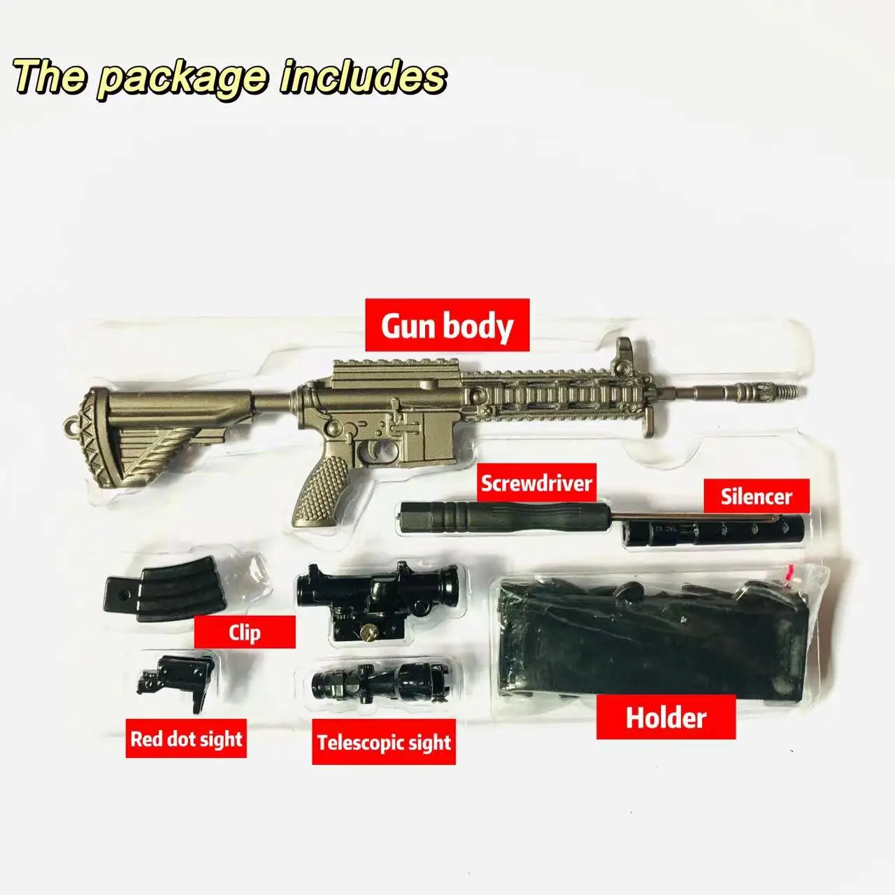 20 cm Mini Legering Geweer M416 Speelgoedpistool Model Figuren Sleutelhanger Speelgoed Decoratie Ambachten CS Volwassen Tactiek Collectie Cadeau voor Jongens