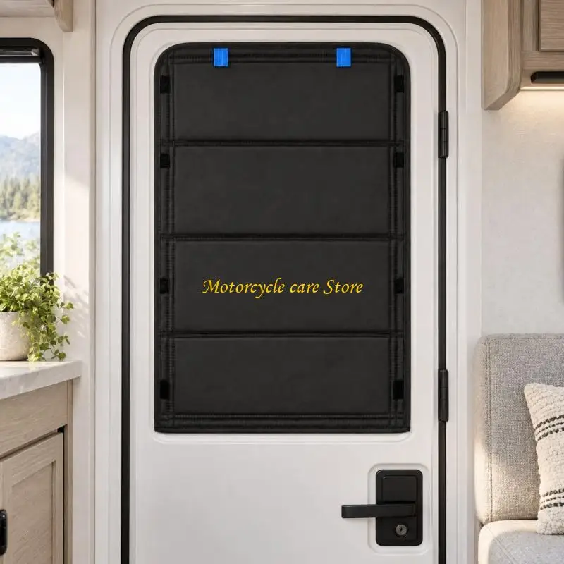 U75F Motorhome Door Window Cover, Door Window Shade with Foldable Fabric Construction for Parked Privacy, Reduced Direct