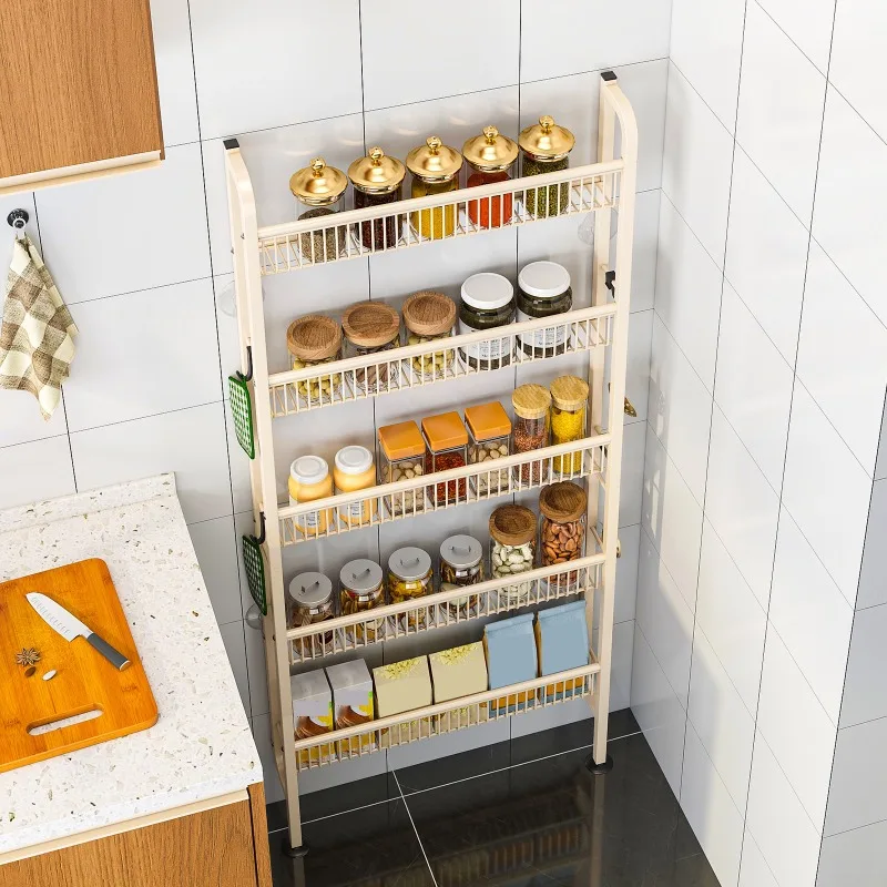 

Over-The-Door Storage Organizer Space-Saving Floor Cabinet for Narrow Space Multi-Purpose Spice Rack Bathroom Sundries Organizer